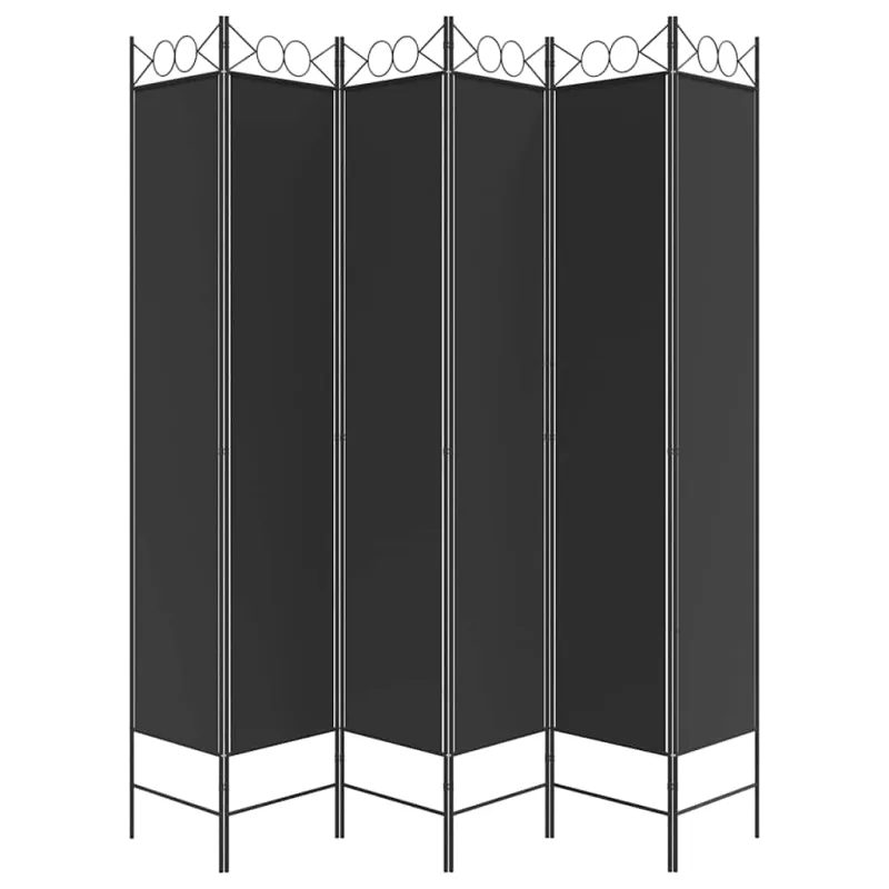 Kambario pertvara, 6 dalių, juodos spalvos, 240x220cm, audinys
