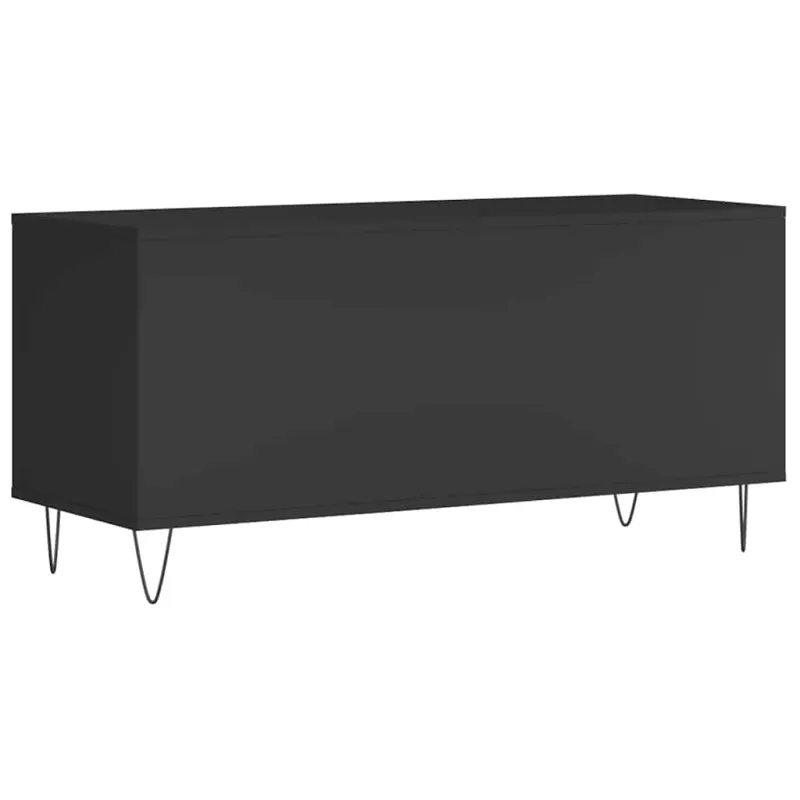 Vinilinių plokštelių spintelė, juoda, 100x38x48cm, mediena