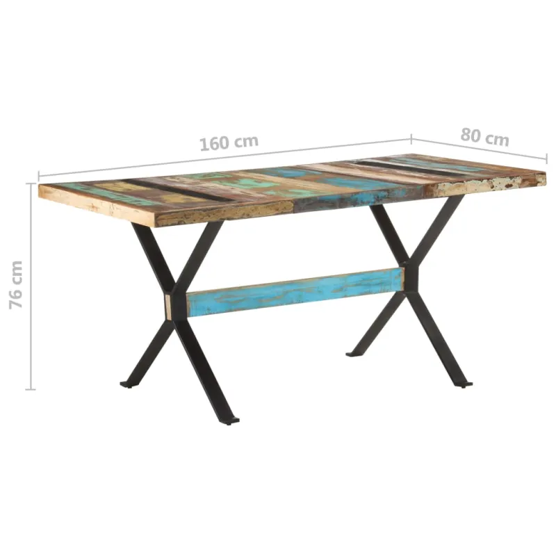 Valgomojo stalas, 160x80x76cm, perdirbtos medienos masyvas