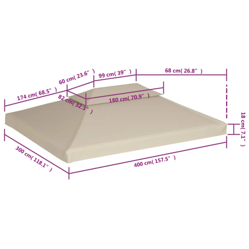 Atsarginis pavėsinės uždangalas, smėlio, 310g/m², 3x4m