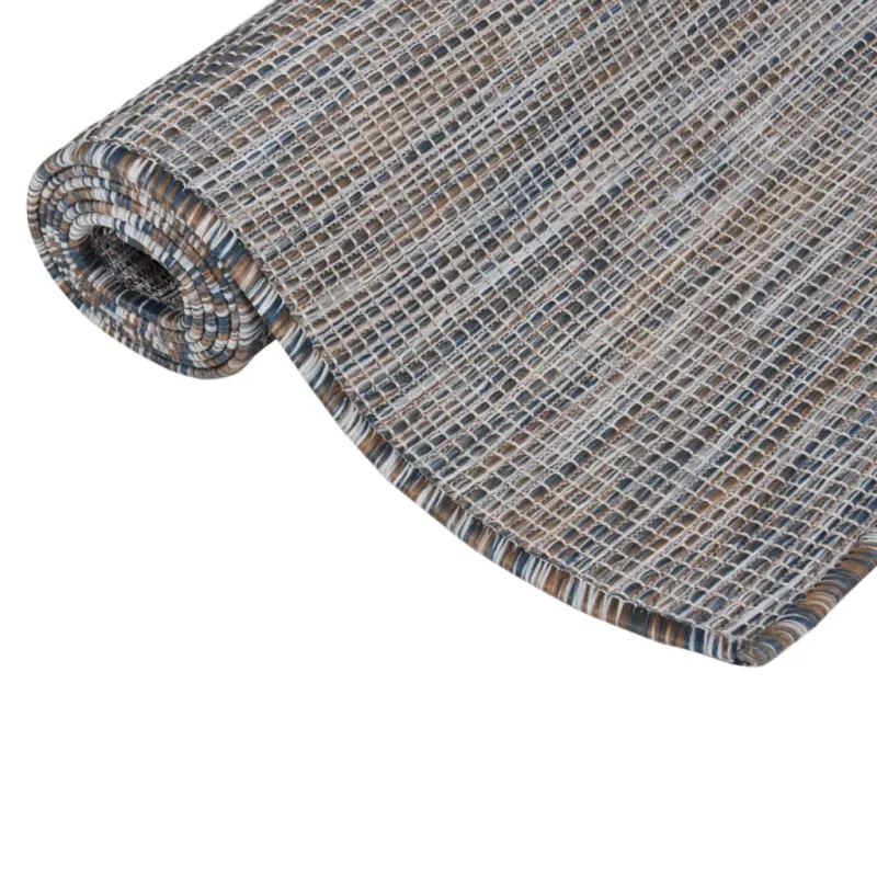 Lauko kilimėlis, rudas ir mėlyna, 160x230cm, plokščio pynimo