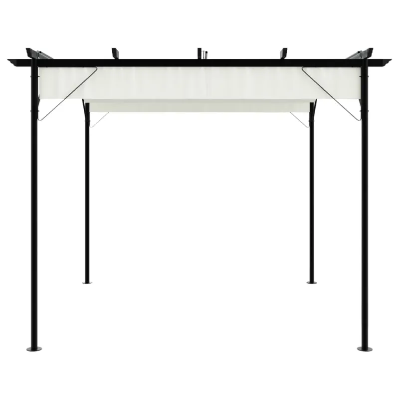 Pergolė su ištraukiamu stogu, kreminė balta, 3x3m, plienas