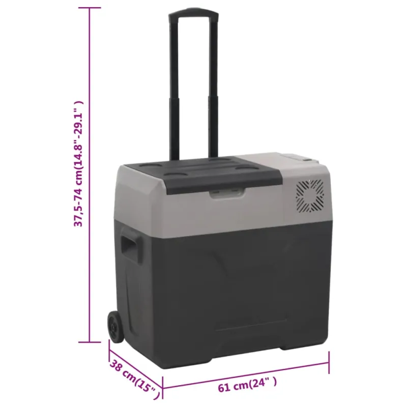 Šaltdėžė su ratukais ir rankena, juoda ir pilka, 30l, PP