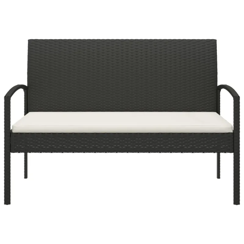 Sodo suoliukas su pagalvėle, juodas, 105cm, poliratanas