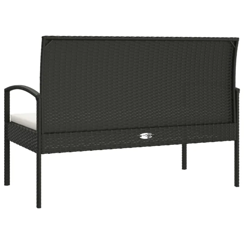 Sodo suoliukas su pagalvėle, juodas, 105cm, poliratanas