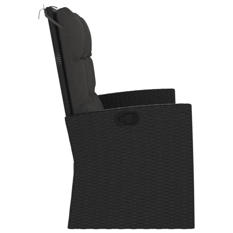 Sodo suoliukas su pagalvėlėmis, juodas, 118cm, poliratanas