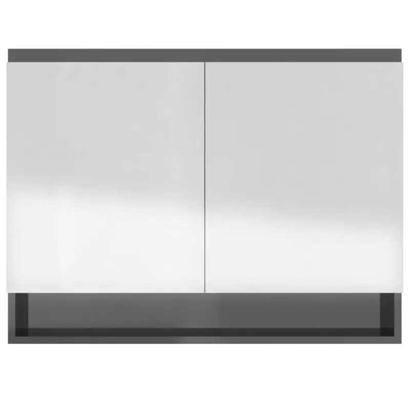Veidrodinė vonios spintelė, pilka, 80x15x60cm, MDF, blizgi