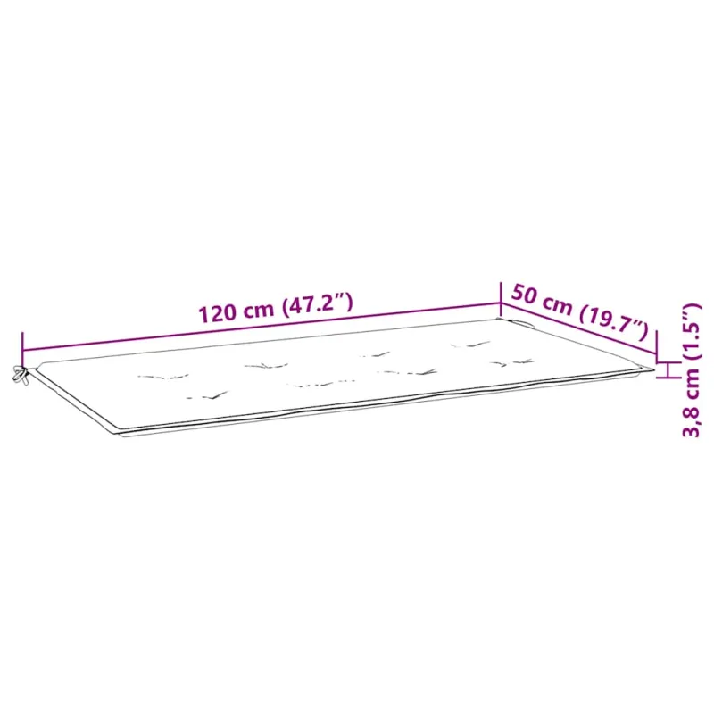 Sodo suoliukas su pagalvėle, 120cm, bambukas (41504+314081)