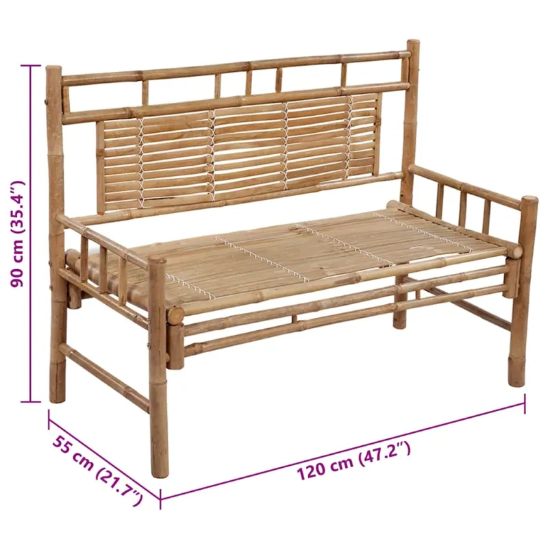 Sodo suoliukas su pagalvėle, 120cm, bambukas (41504+314085)