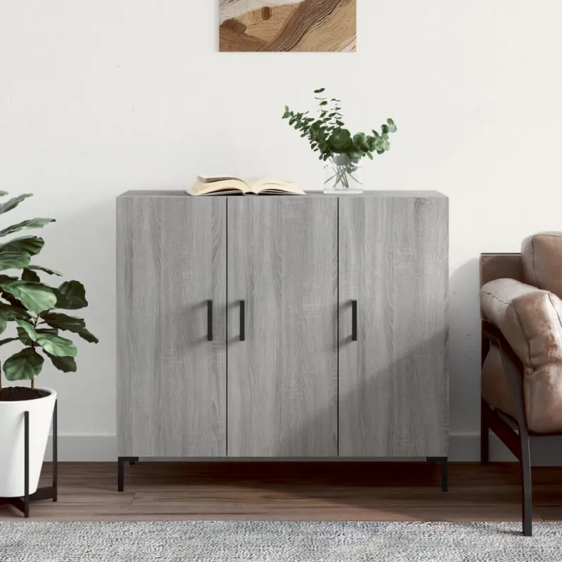 Šoninė spintelė, pilka ąžuolo, 90x34x80cm, apdirbta mediena