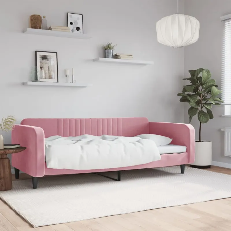 Sofa, rožinės spalvos, 100x200cm, aksomas