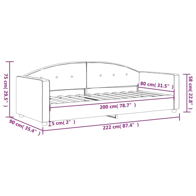 Sofa, rožinės spalvos, 80x200cm, aksomas