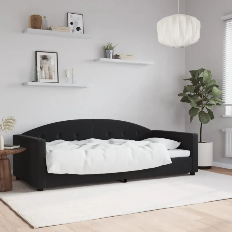 Sofa, juodos spalvos, 90x190cm, aksomas