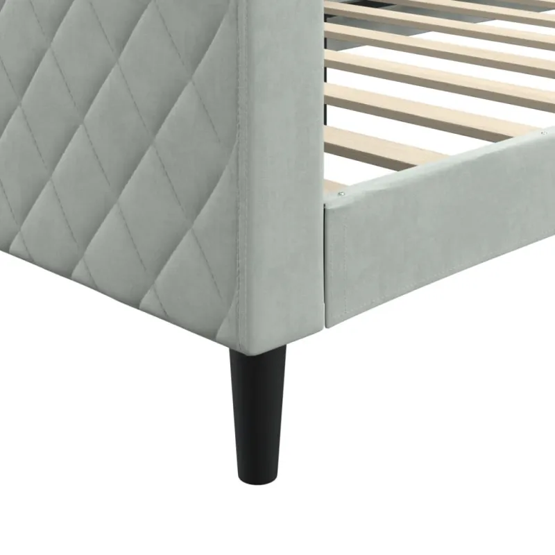 Sofa, šviesiai pilkos spalvos, 90x190cm, aksomas
