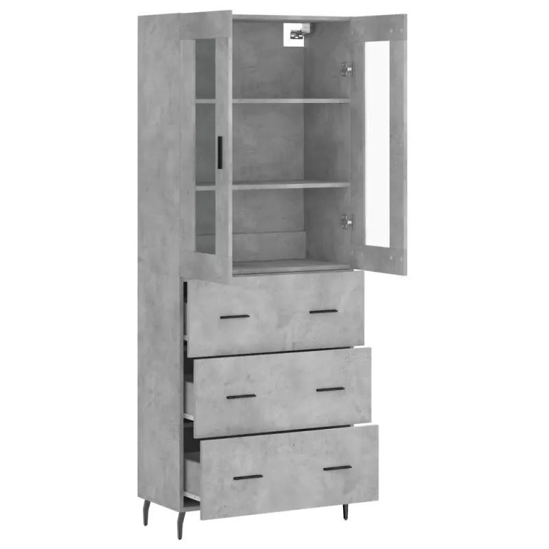 Komoda, betono pilkos spalvos, 69,5x34x180cm, apdirbta mediena