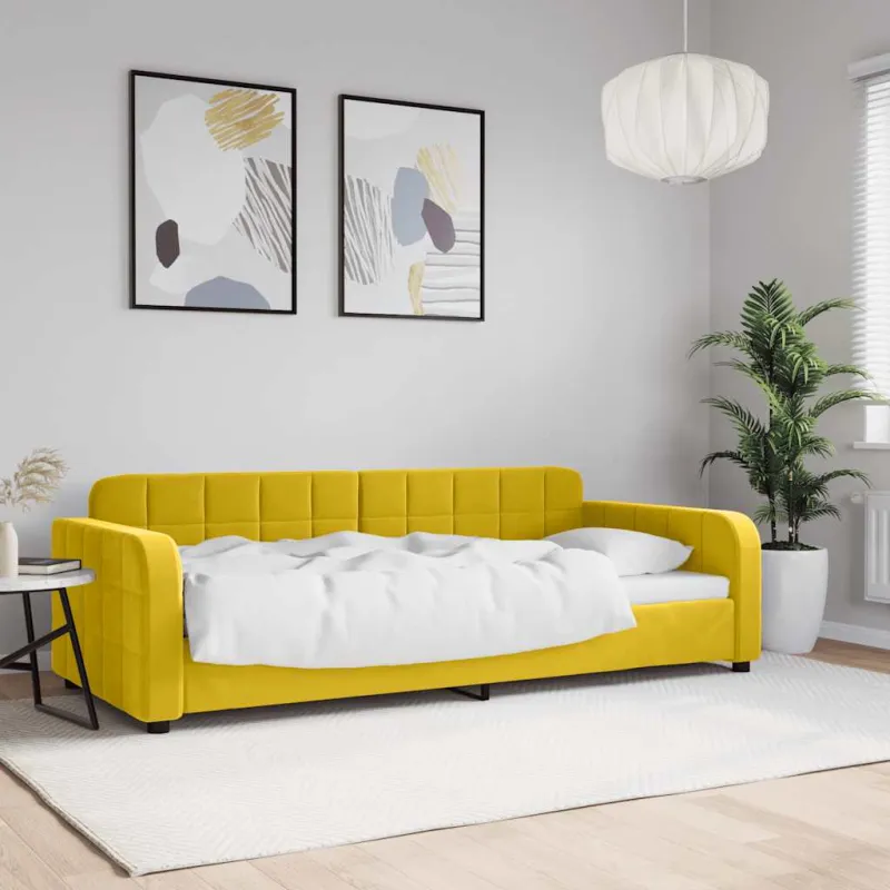 Sofa, geltonos spalvos, 90x200cm, aksomas