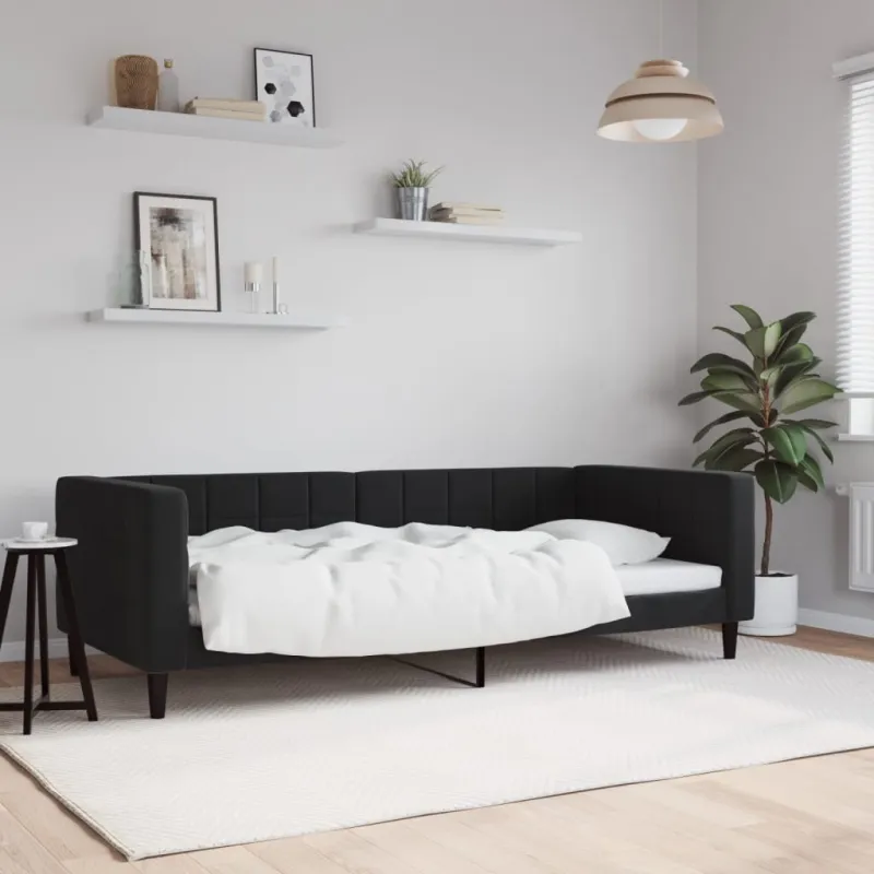 Sofa, juodos spalvos, 90x190cm, aksomas