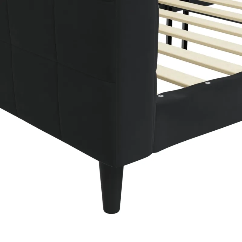 Sofa, juodos spalvos, 90x190cm, aksomas