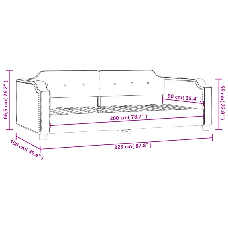 Sofa, taupe spalvos, 90x200cm, audinys