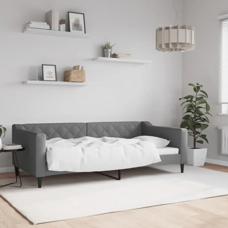 Sofa, tamsiai pilkos spalvos, 90x190cm, audinys