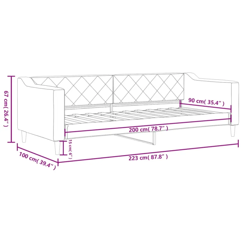 Sofa, taupe spalvos, 90x200cm, audinys