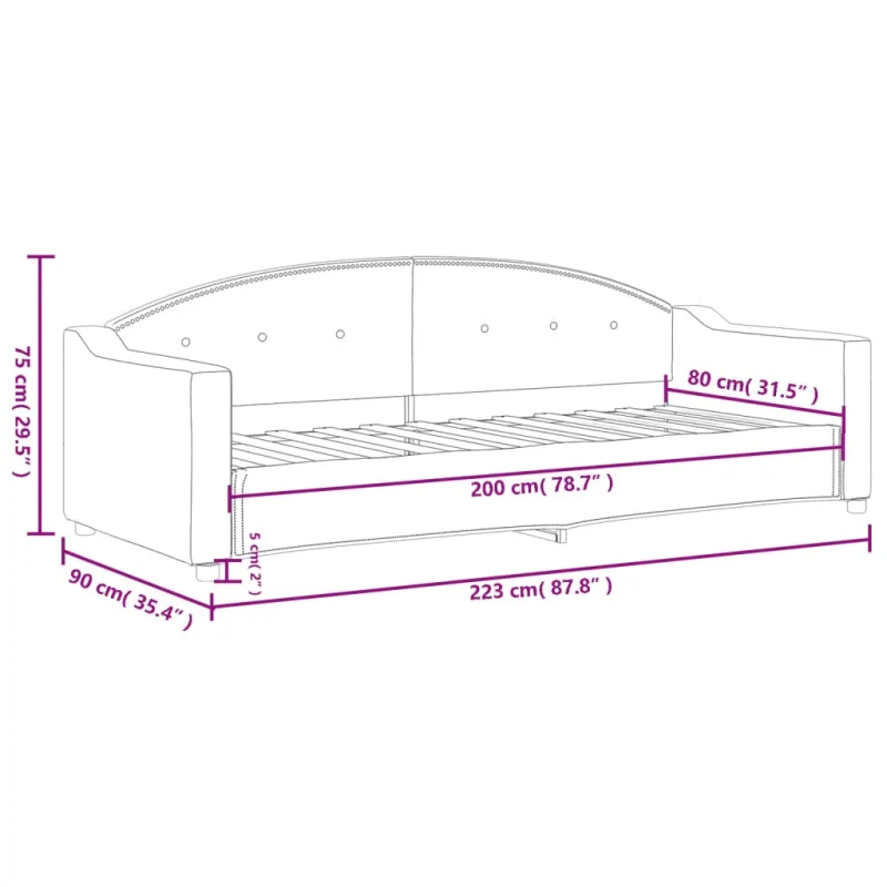 Sofa, tamsiai pilkos spalvos, 80x200cm, audinys