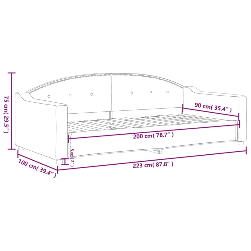 Sofa, kreminės spalvos, 90x200cm, audinys