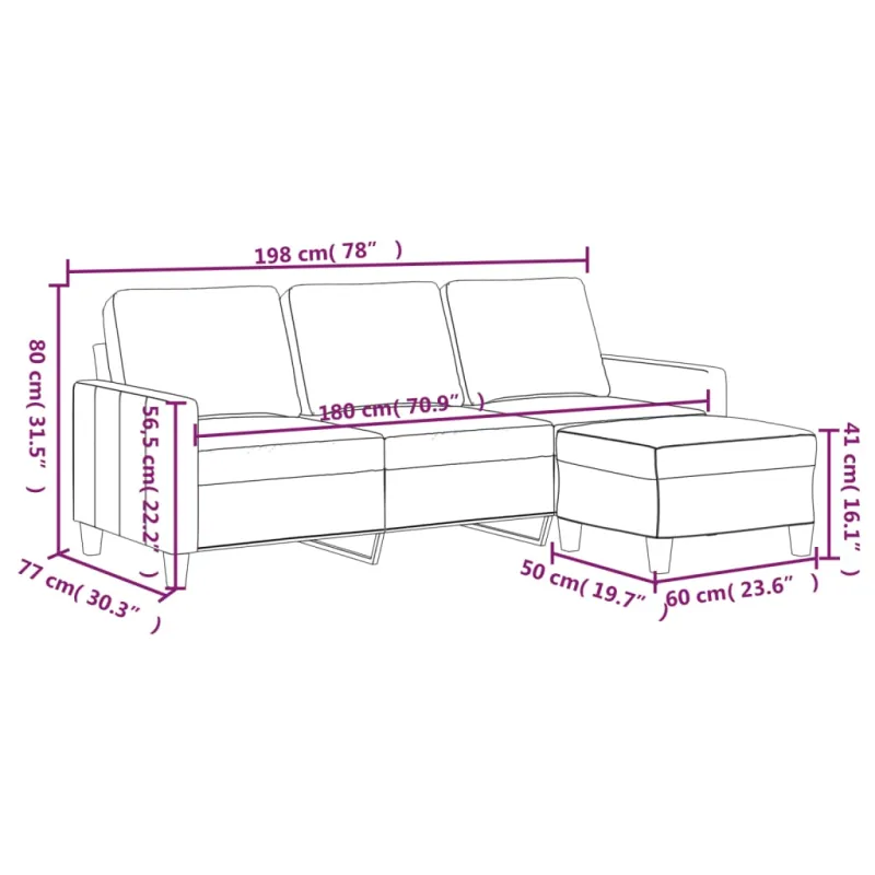 Trivietė sofa su pakoja, raudonojo vyno, 180cm, dirbtinė oda