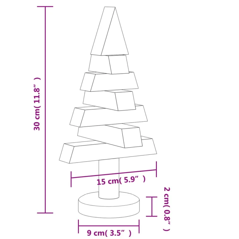 Medinės Kalėdų eglutės, 2vnt., 30cm, pušies medienos masyvas