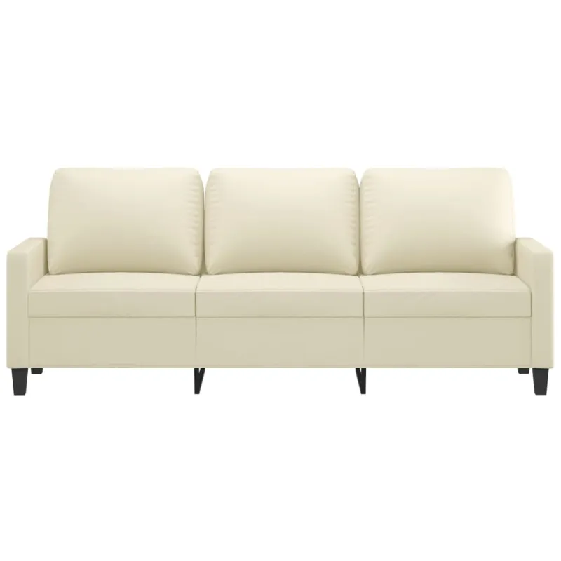 Trivietė sofa, kreminės spalvos, 180cm, dirbtinė oda