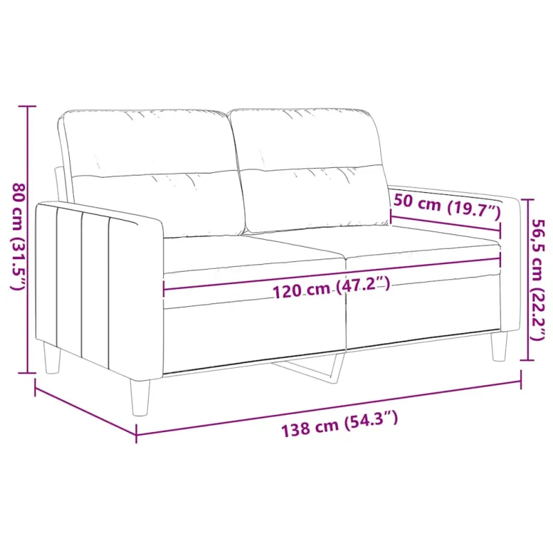 Dvivietė sofa, rudos spalvos, 120cm, audinys