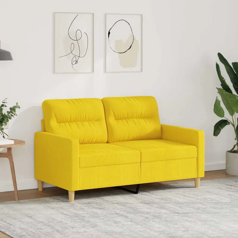 Dvivietė sofa, šviesiai geltonos spalvos, 120cm, audinys