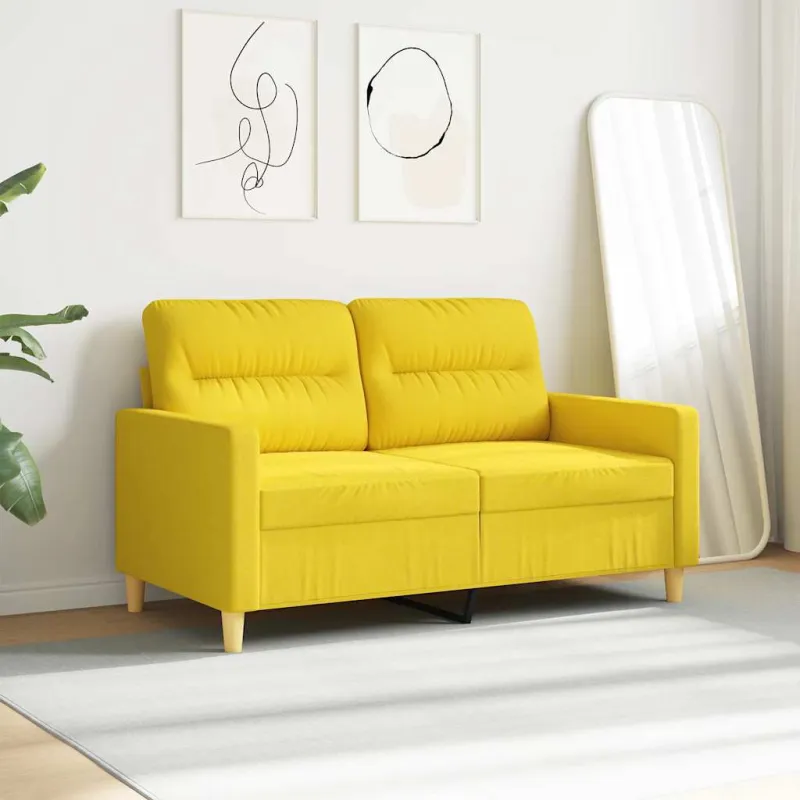 Dvivietė sofa, šviesiai geltonos spalvos, 120cm, audinys