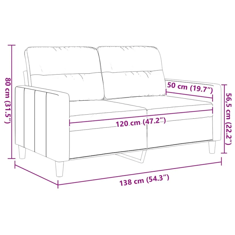 Dvivietė sofa, šviesiai geltonos spalvos, 120cm, audinys