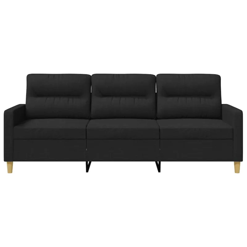 Trivietė sofa, juodos spalvos, 180cm, audinys