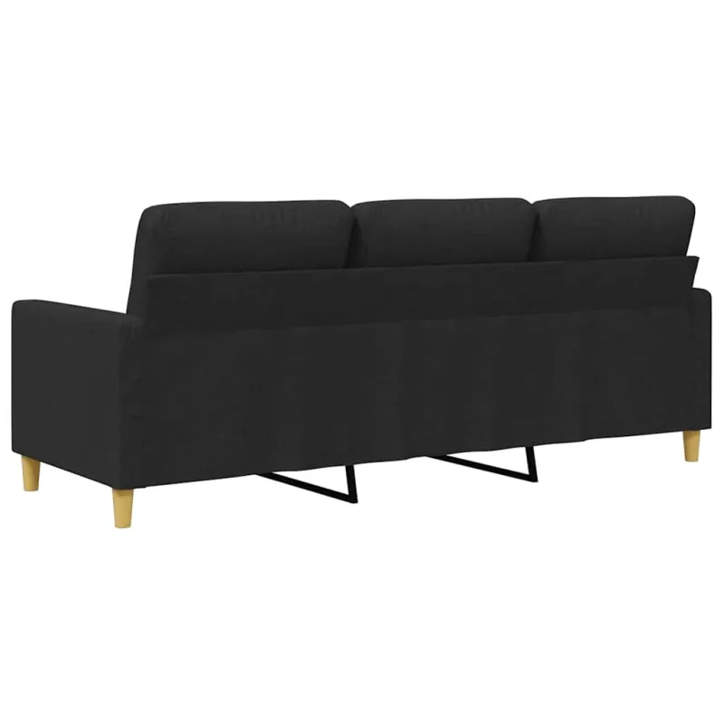 Trivietė sofa, juodos spalvos, 180cm, audinys