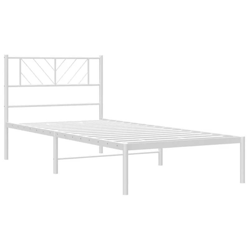 Metalinis lovos rėmas su galvūgaliu, baltas, 90x190cm