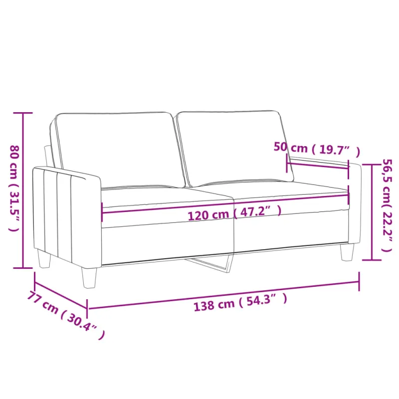 Dvivietė sofa, kapučino spalvos, 120cm, dirbtinė oda