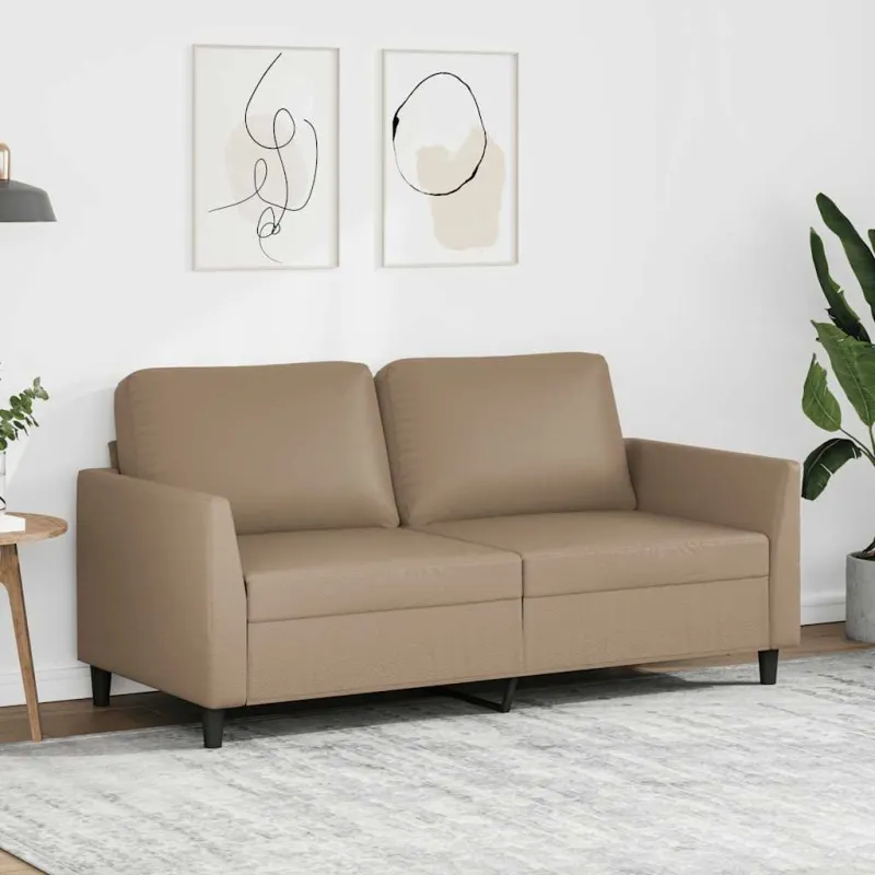 Dvivietė sofa, kapučino spalvos, 140cm, dirbtinė oda