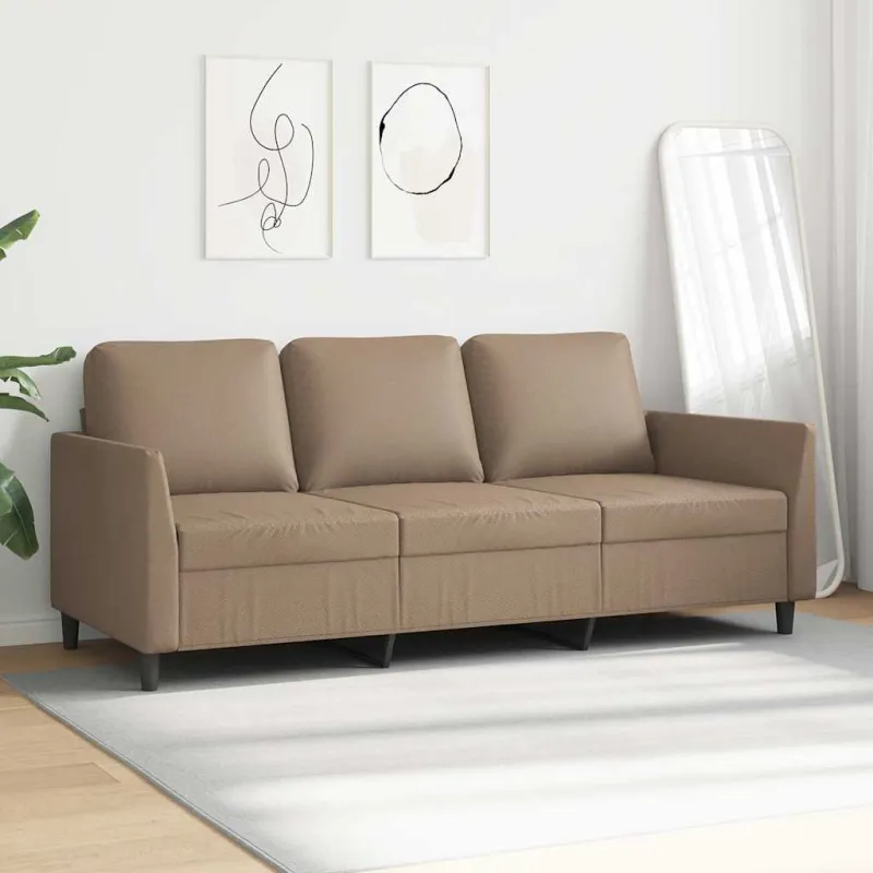Trivietė sofa, kapučino spalvos, 180cm, dirbtinė oda