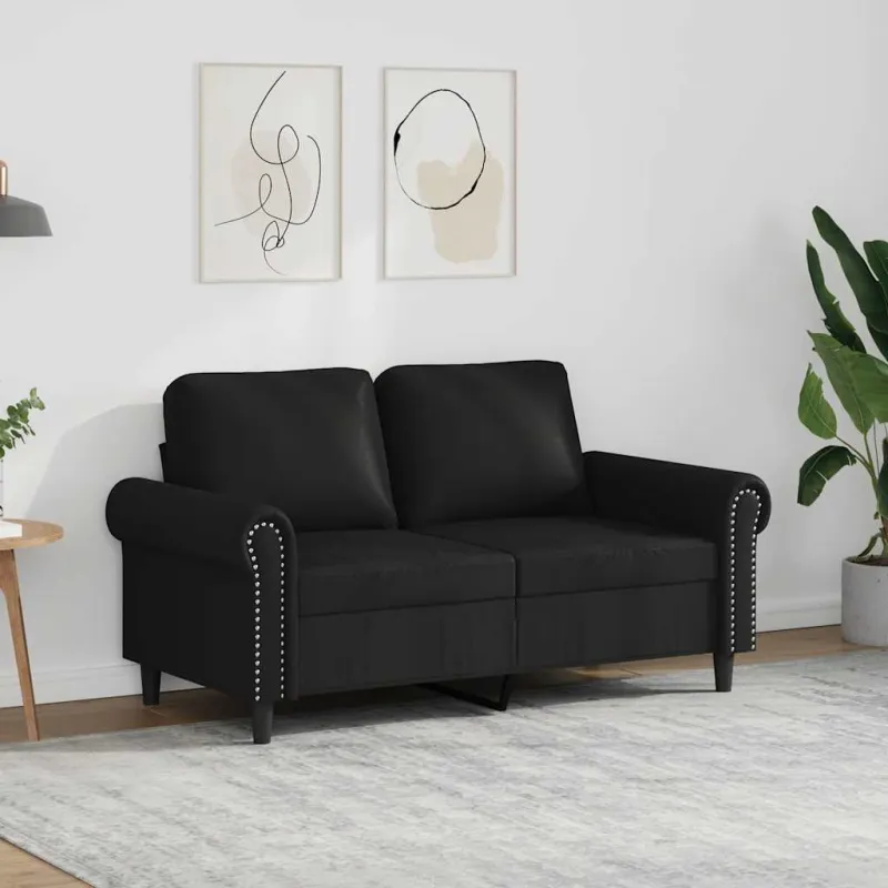 Dvivietė sofa, juodos spalvos, 120cm, dirbtinė oda