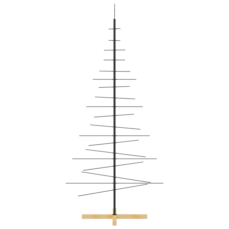 Metalinė Kalėdų eglutė su mediniu pagrindu, juoda, 180cm
