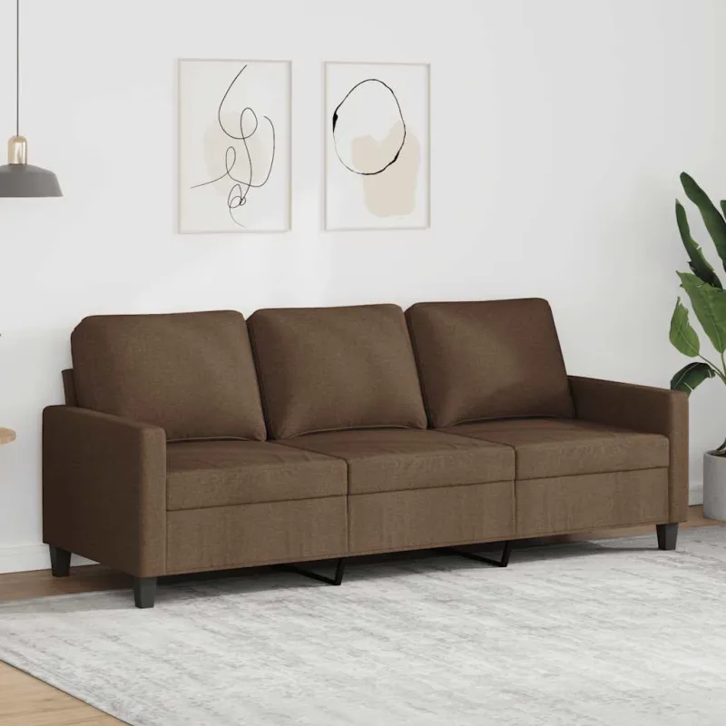 Trivietė sofa, rudos spalvos, 180cm, audinys