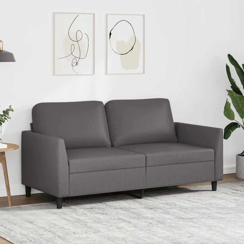 Dvivietė sofa, pilkos spalvos, 140cm, dirbtinė oda