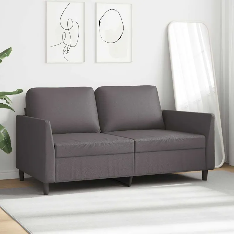 Dvivietė sofa, pilkos spalvos, 140cm, dirbtinė oda