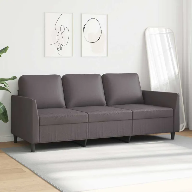 Trivietė sofa, pilkos spalvos, 180cm, dirbtinė oda