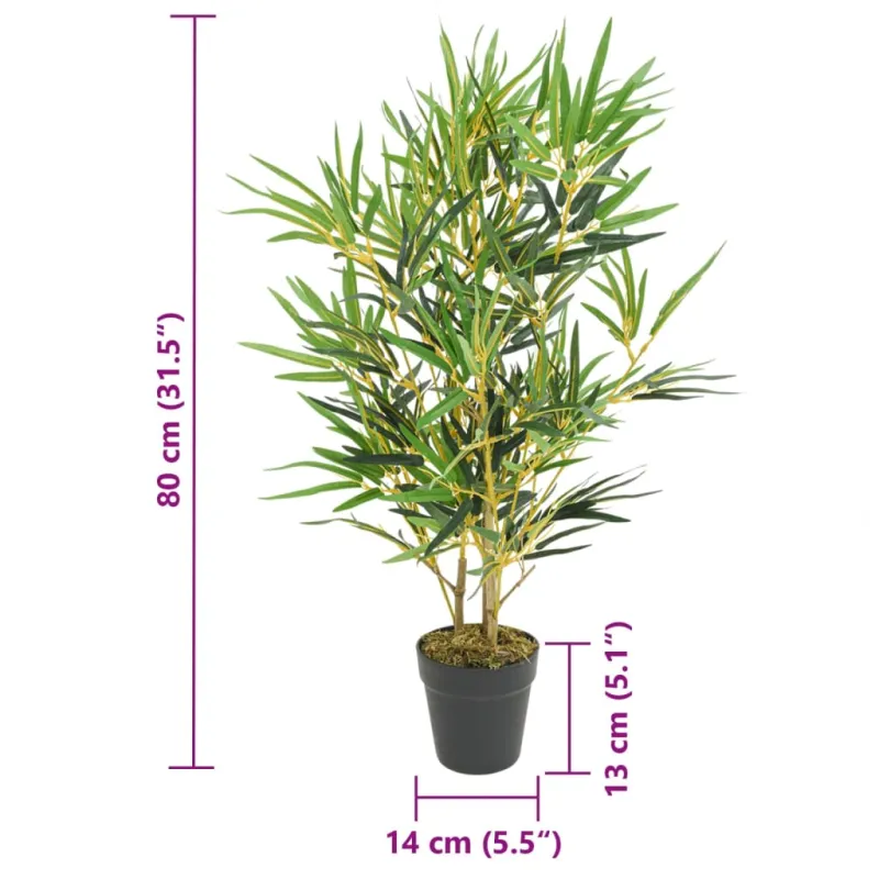 Dirbtinis bambukas, žalios spalvos, 80cm, 368 lapai