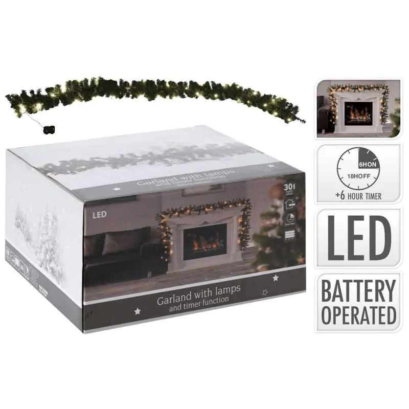 Ambiance Kalėdinė girlianda su 30 LED lempučių, 270cm