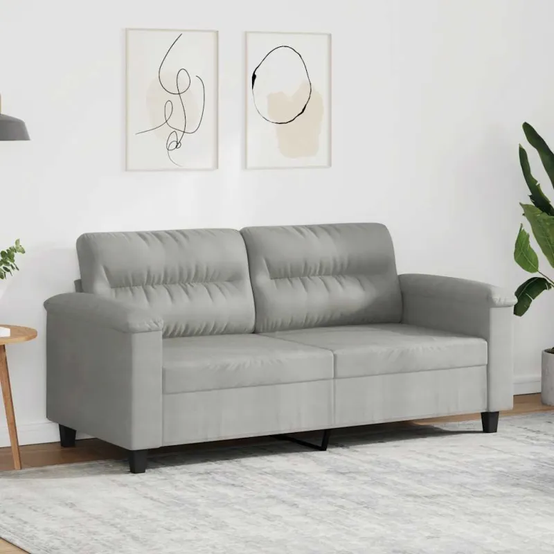 Dvivietė sofa, šviesiai pilka, 140cm, mikropluošto audinys