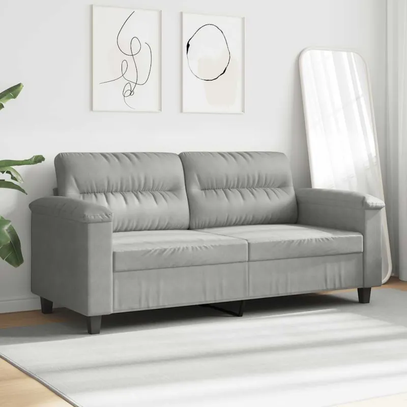Dvivietė sofa, šviesiai pilka, 140cm, mikropluošto audinys